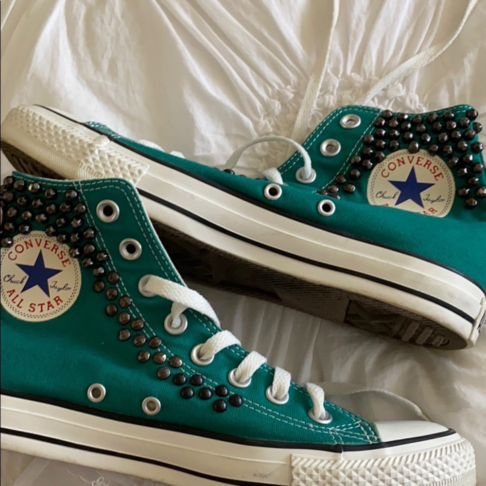 Studded teal converse